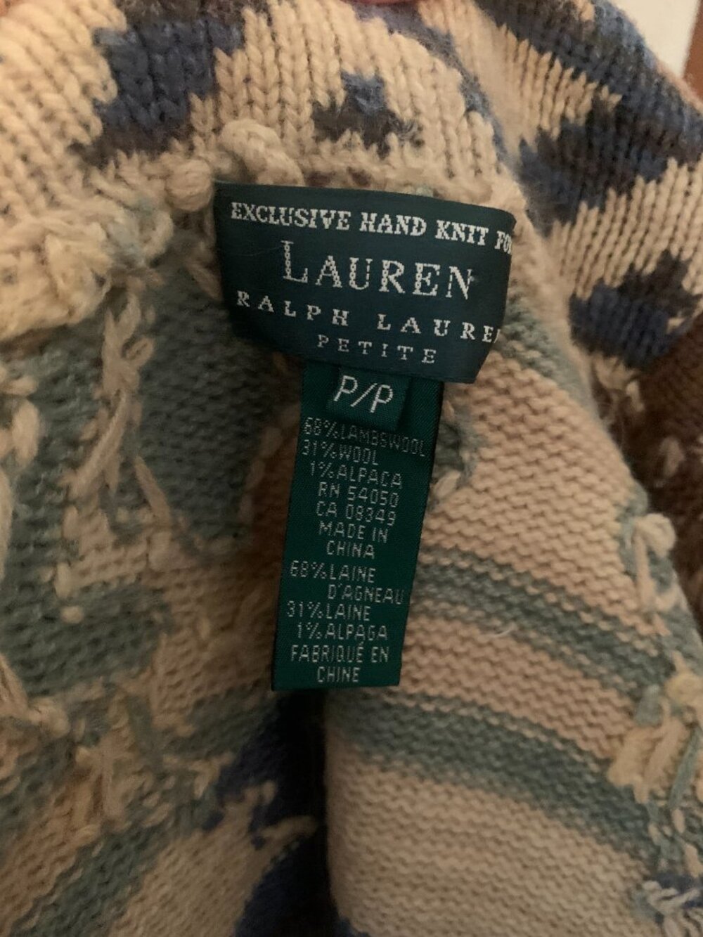 Vintage Lauren Ralph Lauren Hand Knit Southwestern Aztec Wrap Cardigan Sz SM P/P - Picture 8 of 10